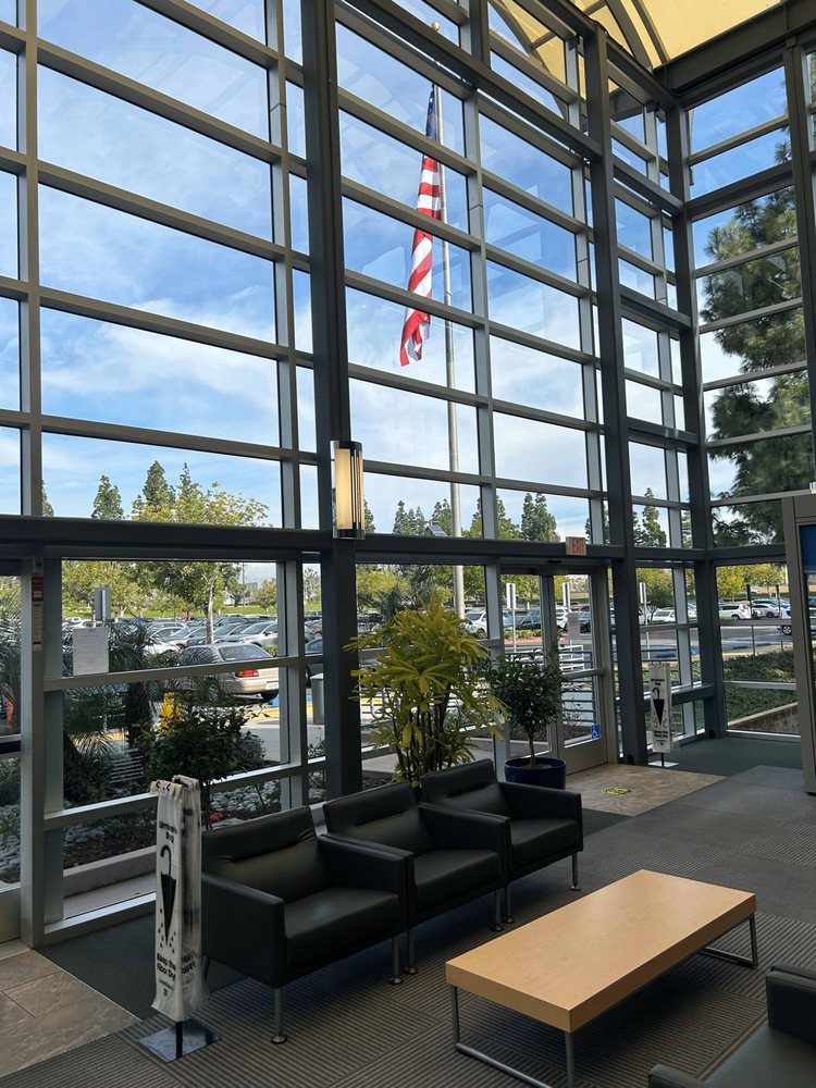 Interior of a glass atrium